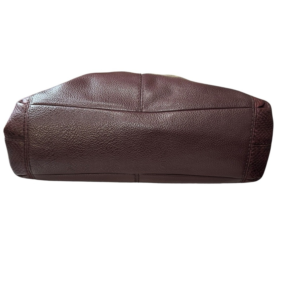 Coach Lexy Colorblock Pebble Leather & Genuine Snakeskin Shoulder Bag Burgundy - Picture 10 of 17